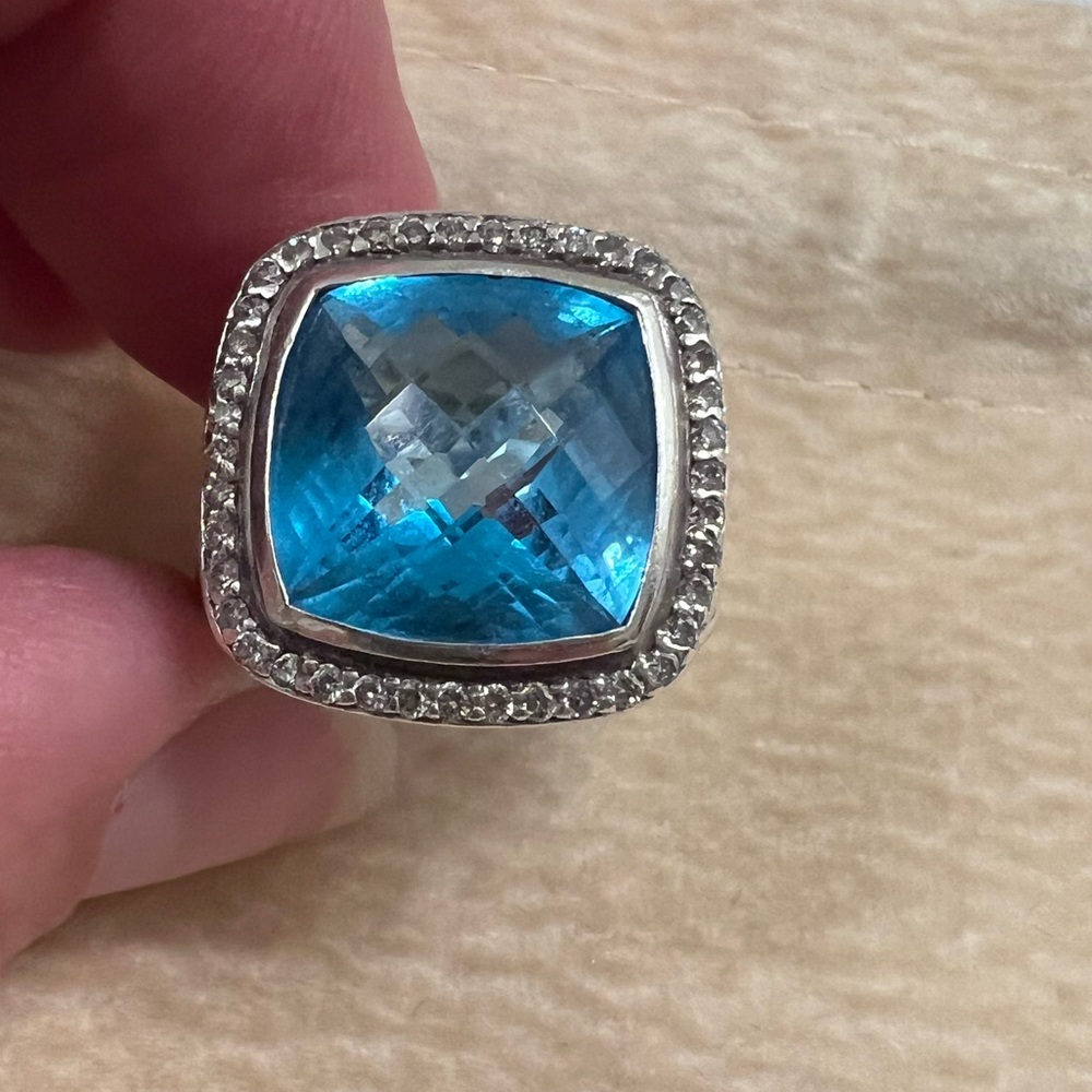 David Yurman, size 6, 14 mm, blue topaz and diamonds